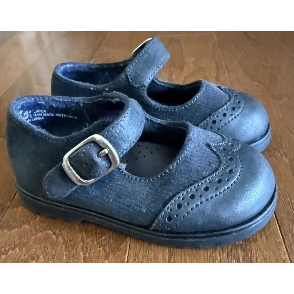 McKids Mary Jane Strap Shoes Vintage Navy Blue McDonald's Girls Size 5W